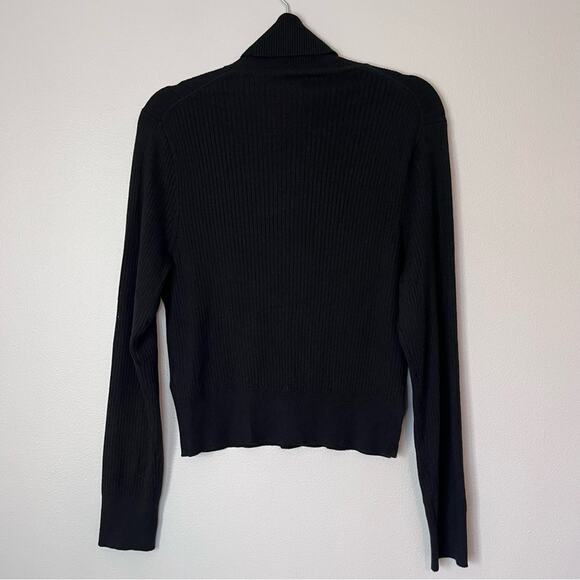 J.Crew Tencel Lyocell Silk Ribbed Knit Lightweight Turtleneck Sweater Black XL - Picture 6 of 8